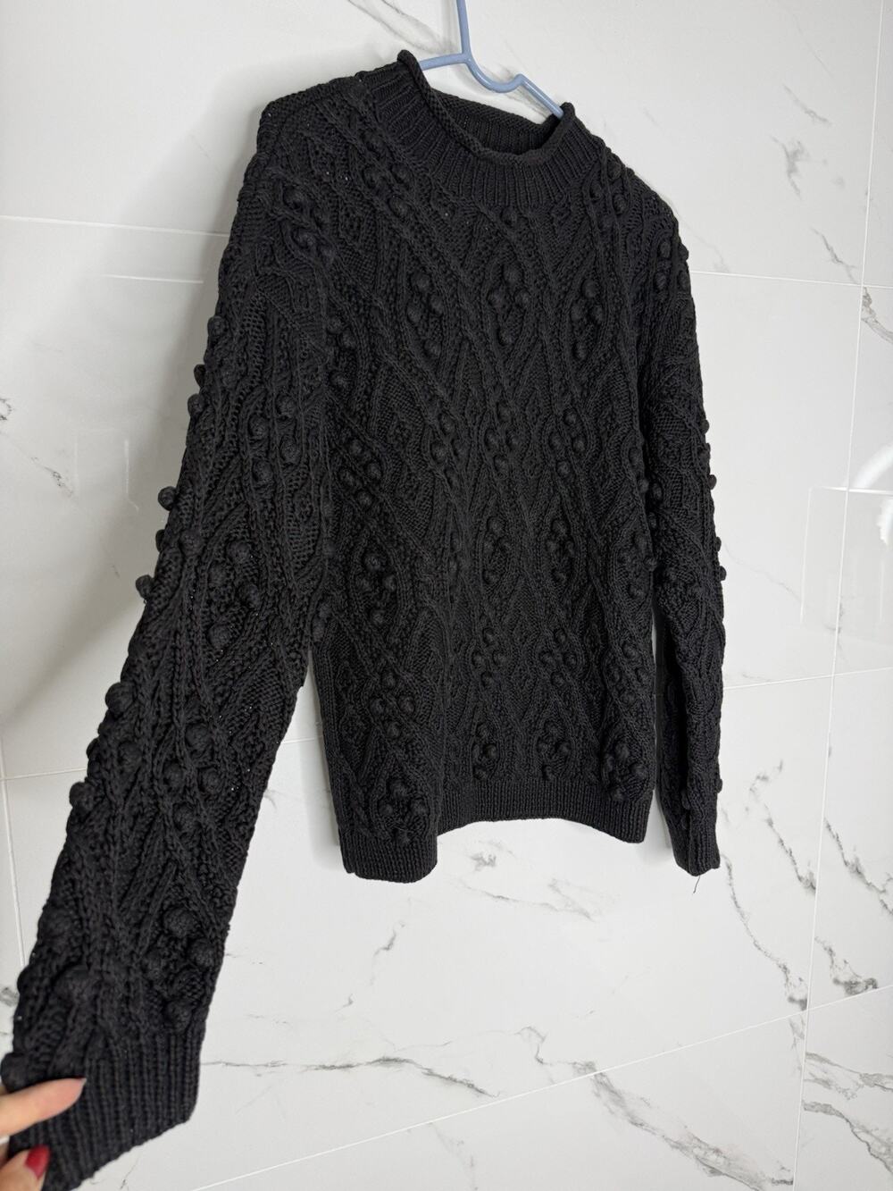 Vintage Signatures Northern Isles Sweater Womens Sz M Pom Pom Ramie Cotton Black